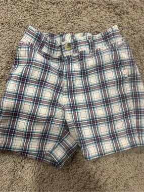 Plaid Cotton baby boy’s Shorts in White and Blue
